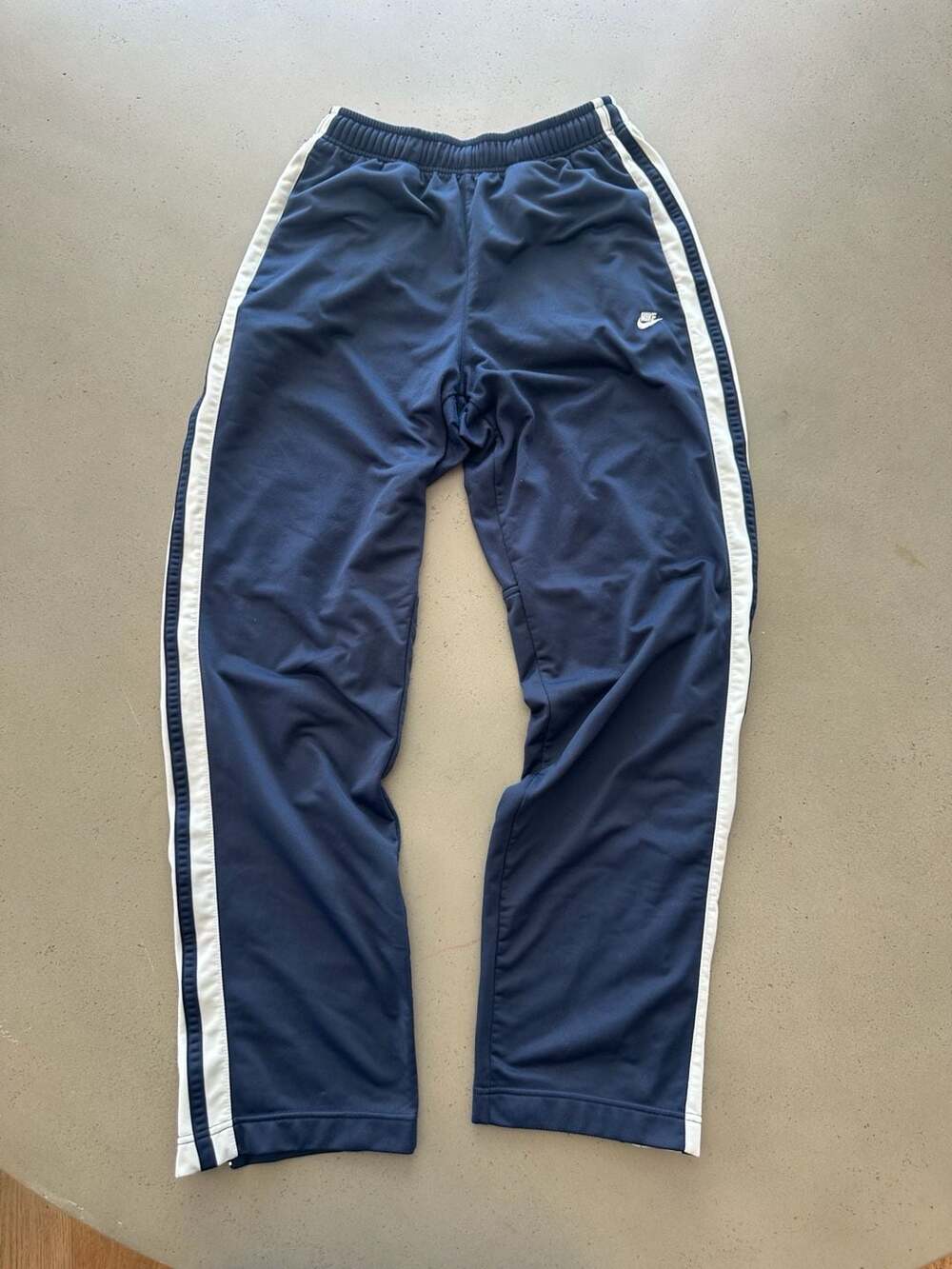 Y2K Nike Navy Blue Athletic Track Pants with Side Stripes